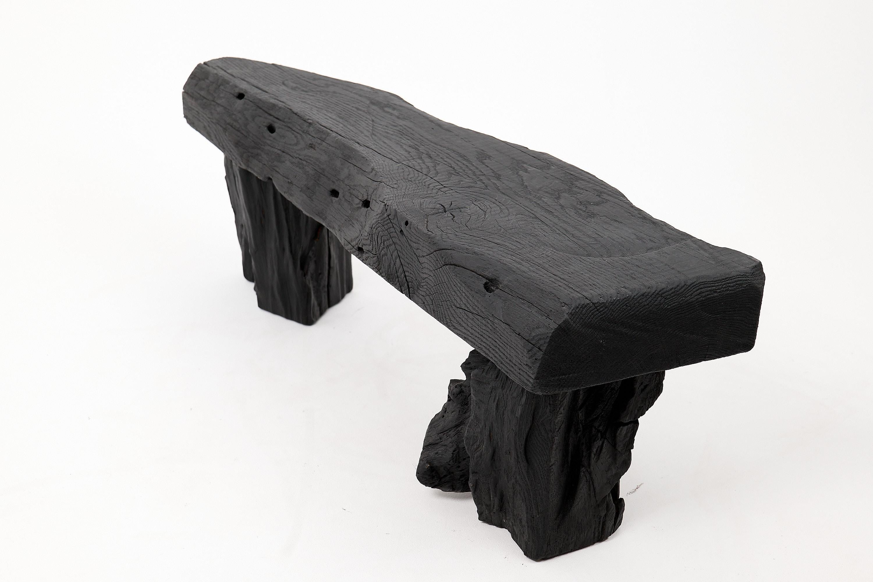 Schwarz gebranntes Holz, Brutalistische Bank, Outdoor & Indoor, Natürlich und umweltfreundlich im Zustand „Neu“ im Angebot in Stara Gradiška, HR