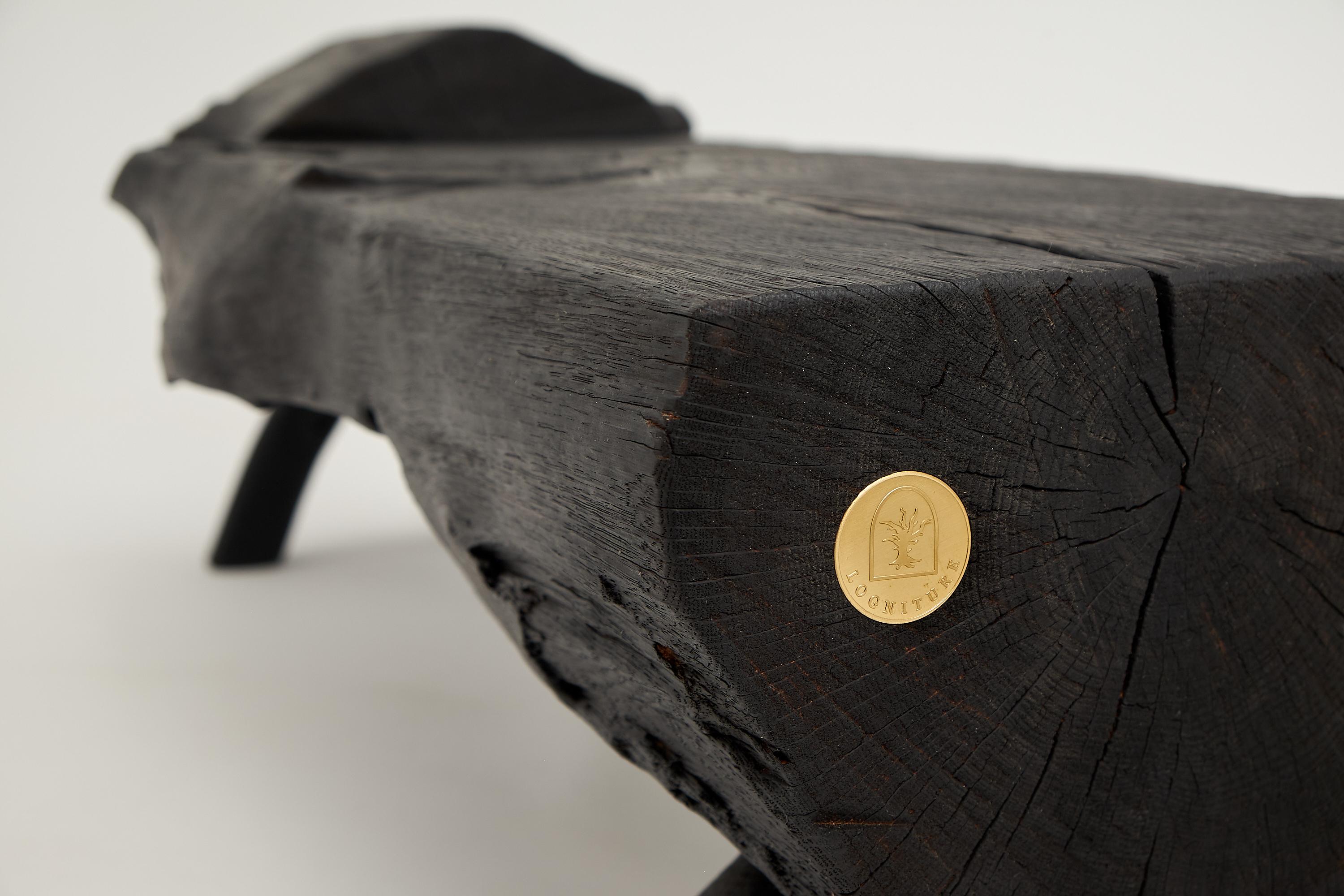 Schwarz gebranntes Holz, Brutalistische Bank, Outdoor & Indoor, Natürlich und umweltfreundlich (21. Jahrhundert und zeitgenössisch) im Angebot