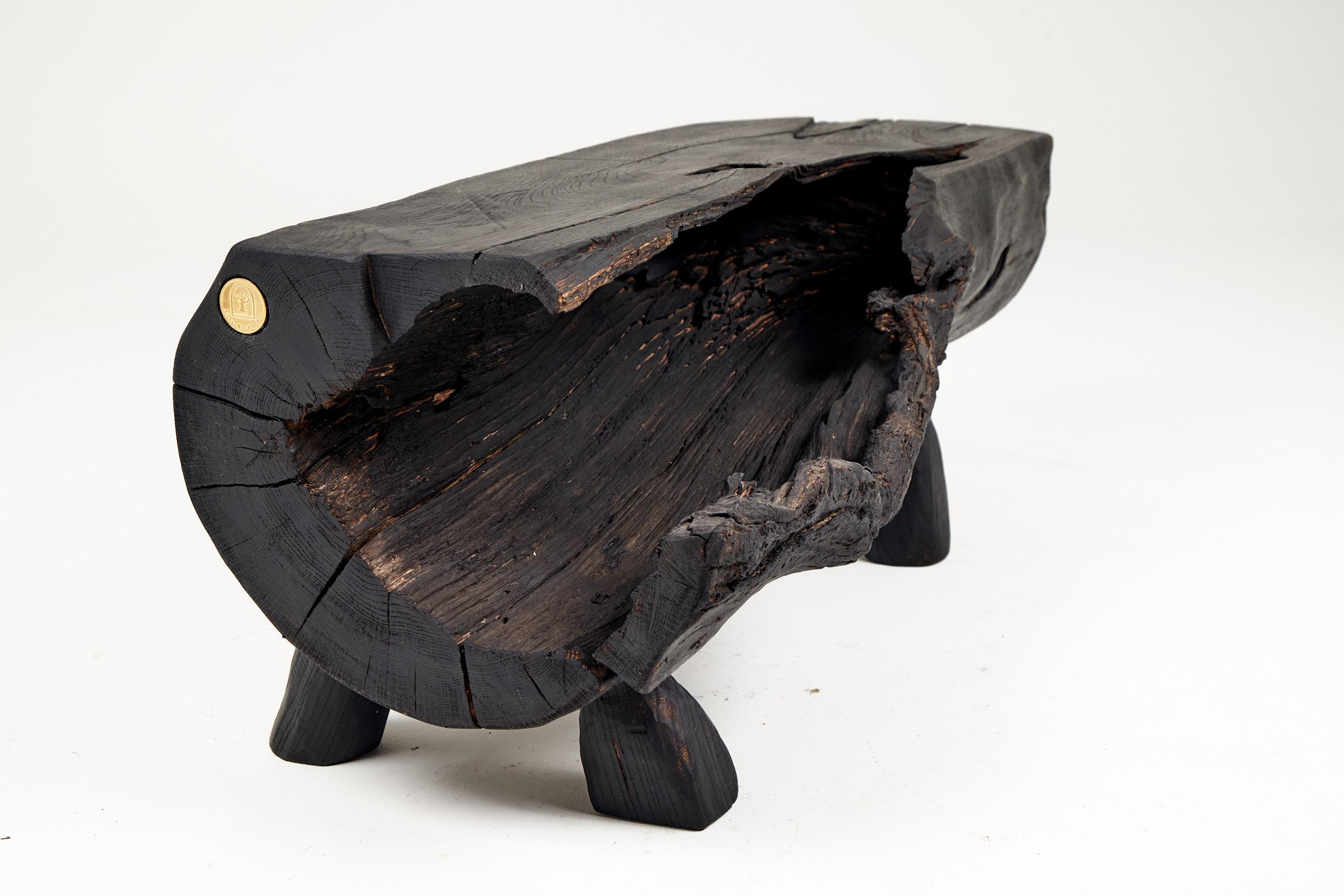 Legno Black Burnt Wood, Panchina brutalista, Da esterno e da interno, Naturale ed ecologica in vendita