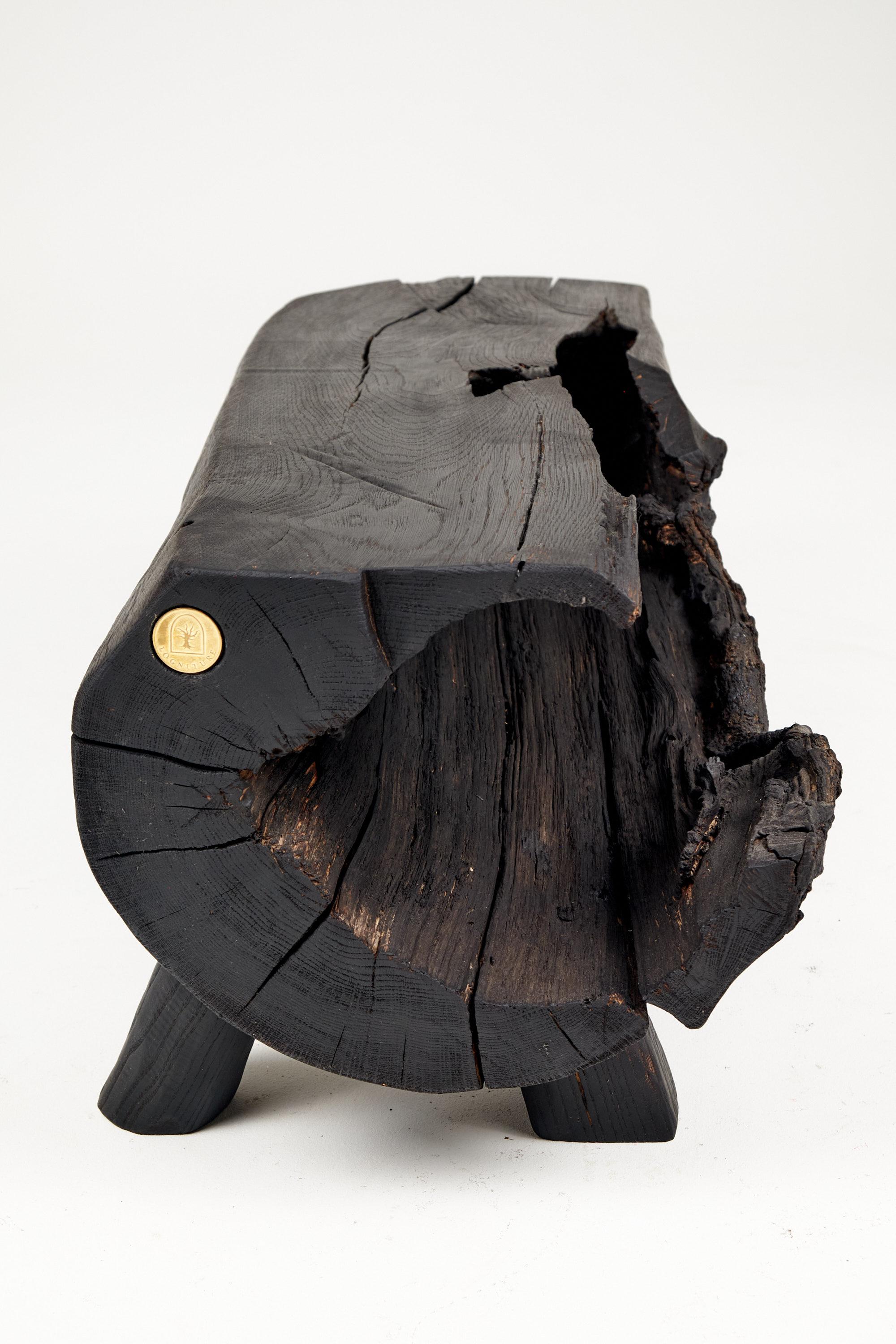 Black Burnt Wood, Panchina brutalista, Da esterno e da interno, Naturale ed ecologica in vendita 1