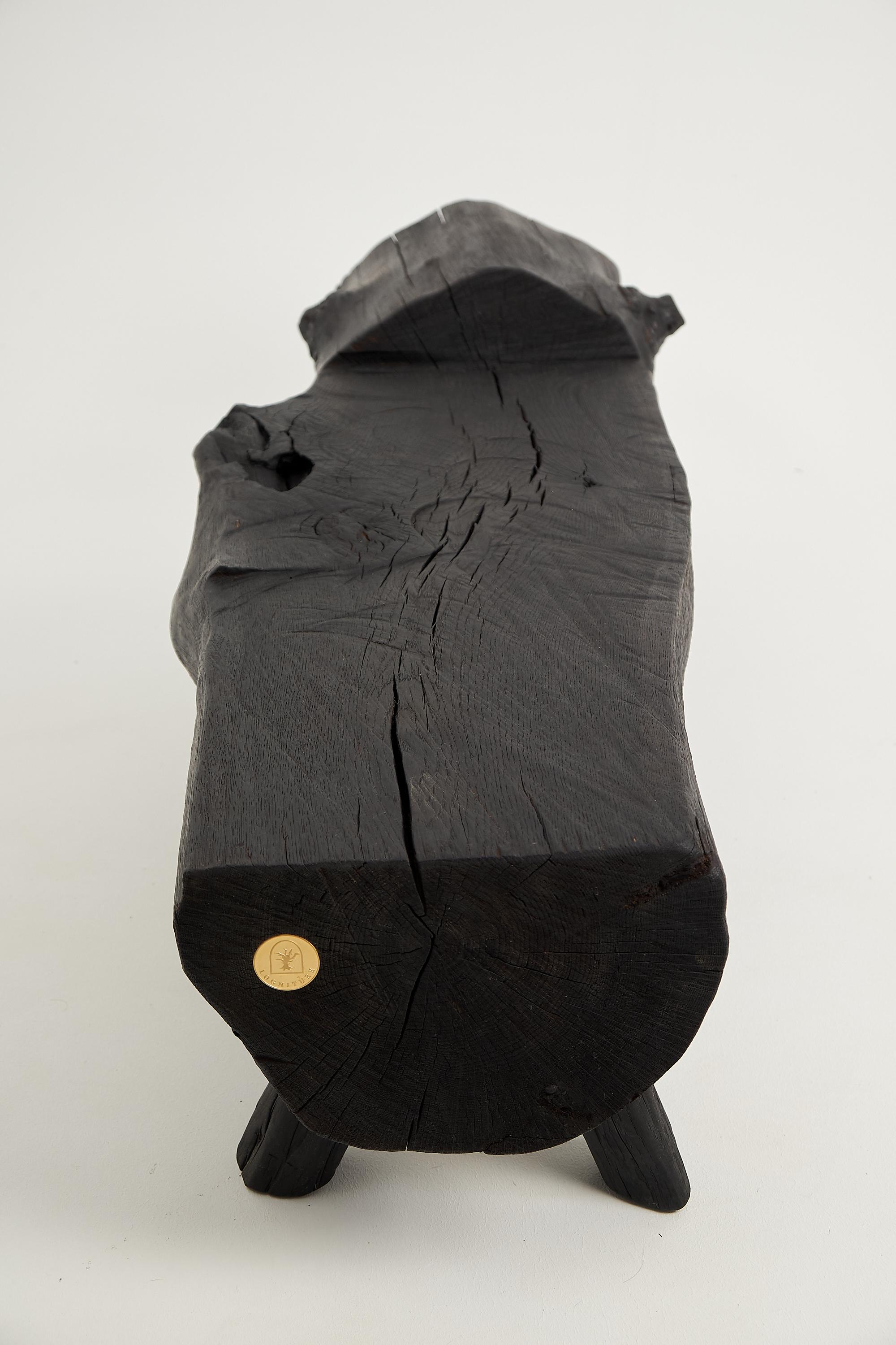 Schwarz gebranntes Holz, Brutalistische Bank, Outdoor & Indoor, Natürlich und umweltfreundlich im Angebot 2