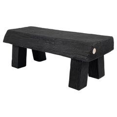 Black Burnt Wood, Brutalist Bench, Outdoor & Indoor, Natural and Eco Friendly