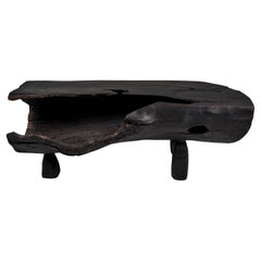 Black Burnt Wood, Brutalist Bench, Outdoor & Indoor, Natural and Eco Friendly