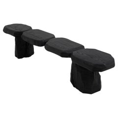 Black Burnt Wood, Brutalist Bench, Outdoor & Indoor, Natural and Eco Friendly