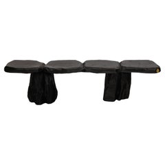 Black Burnt Wood, Brutalist Bench, Outdoor & Indoor, Natural and Eco Friendly