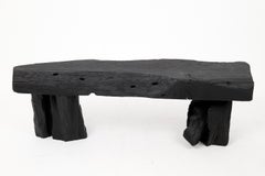 Black Burnt Wood, Brutalist Bench, Outdoor & Indoor, Natural and Eco Friendly