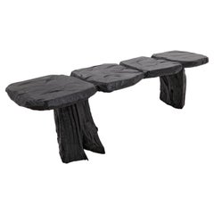Black Burnt Wood, Brutalist Bench, Outdoor & Indoor, Natural and Eco Friendly