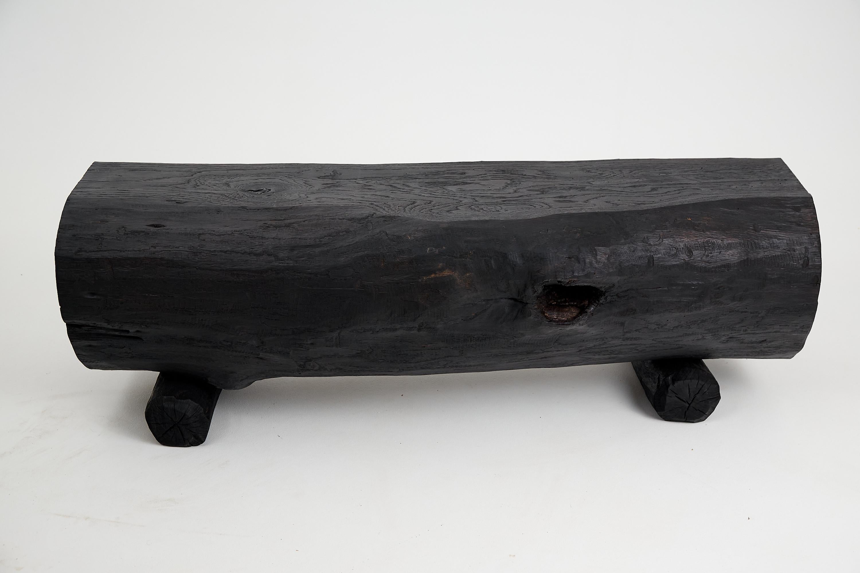 Croatian Black Burnt Wood, Rustic Bench, Outdoor & Indoor, Natural and Eco Friendly For Sale