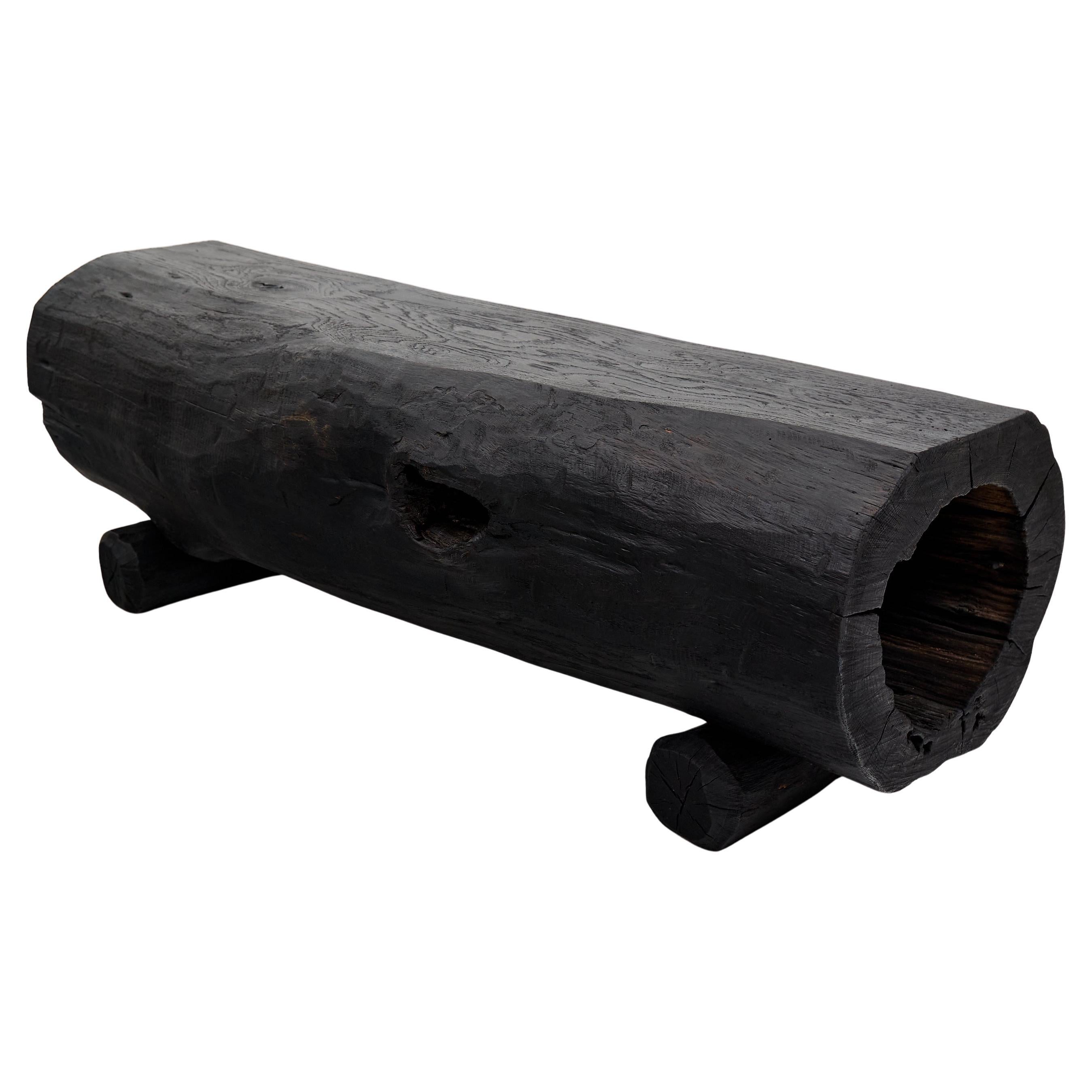 Schwarz gebranntes Holz, rustikale Bank, Outdoor & Indoor, natürlich und umweltfreundlich