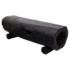 Schwarz gebranntes Holz, rustikale Bank, Outdoor & Indoor, natürlich und umweltfreundlich