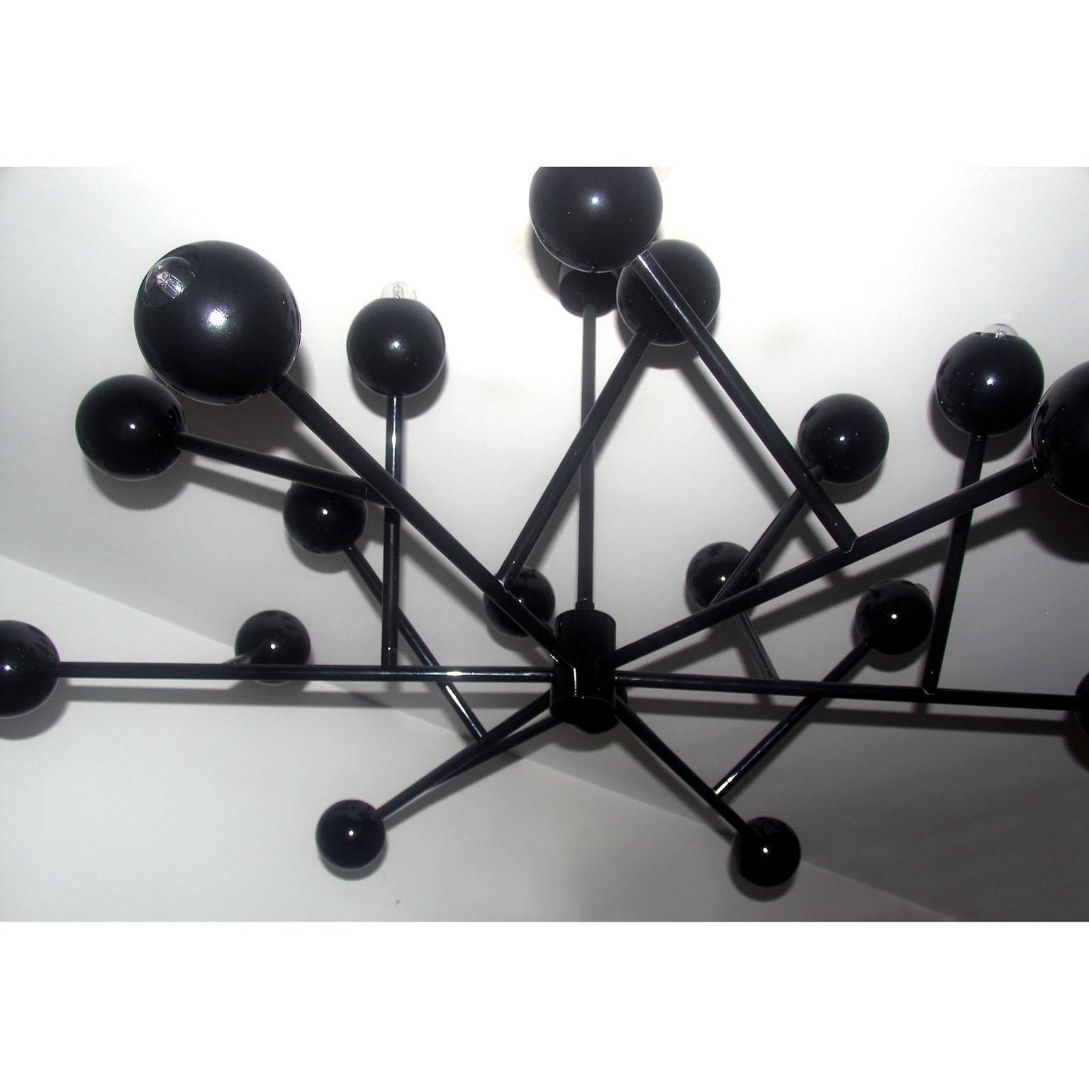 Black Burst Chandelier Extra Large 59 in. High Glossy Finish For Sale 2