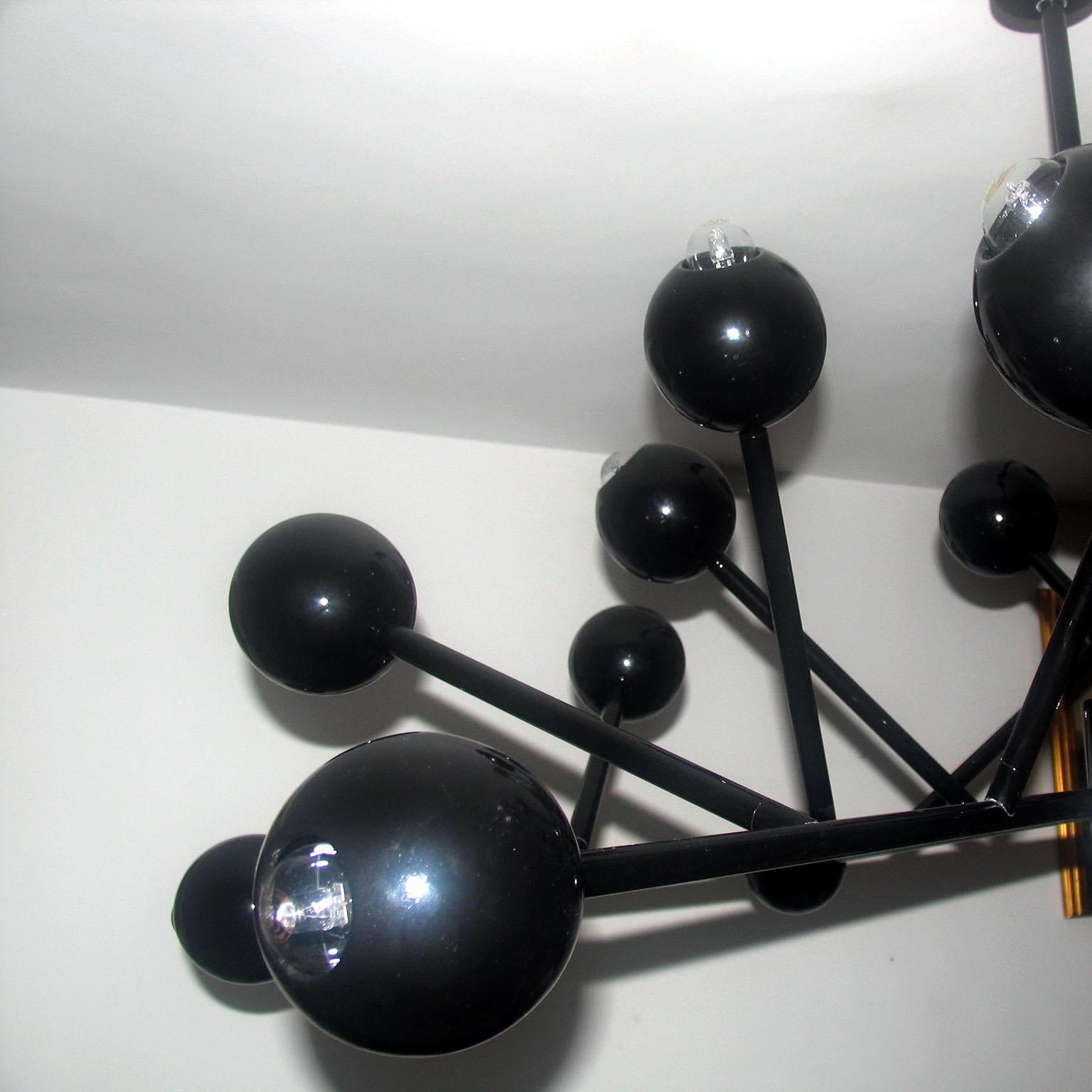 Black Burst Chandelier Extra Large 59 in. High Glossy Finish For Sale 3