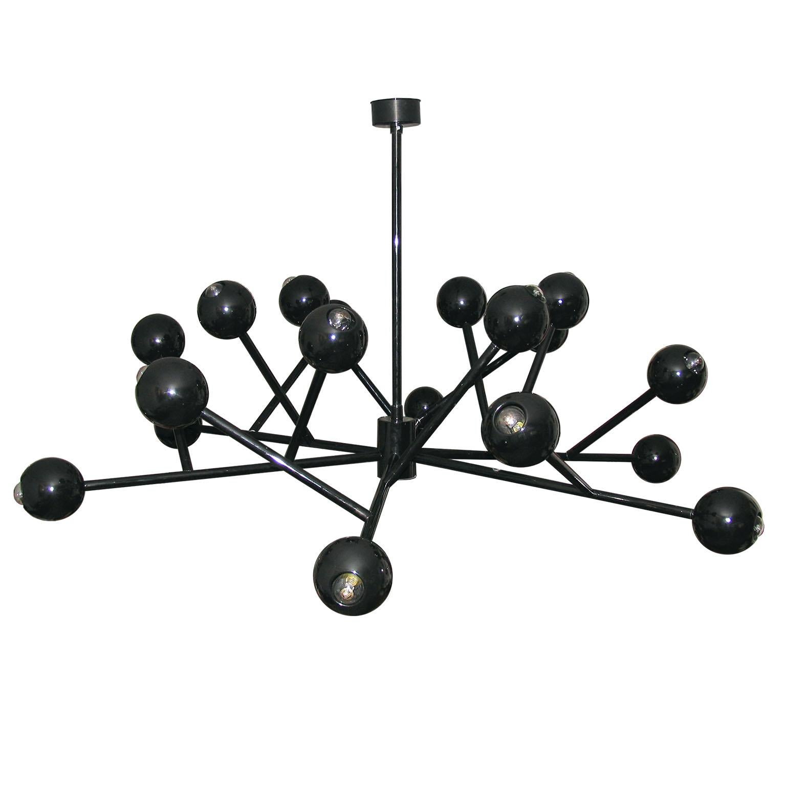 European Black Burst Chandelier Extra Large 59 in. High Glossy Finish For Sale