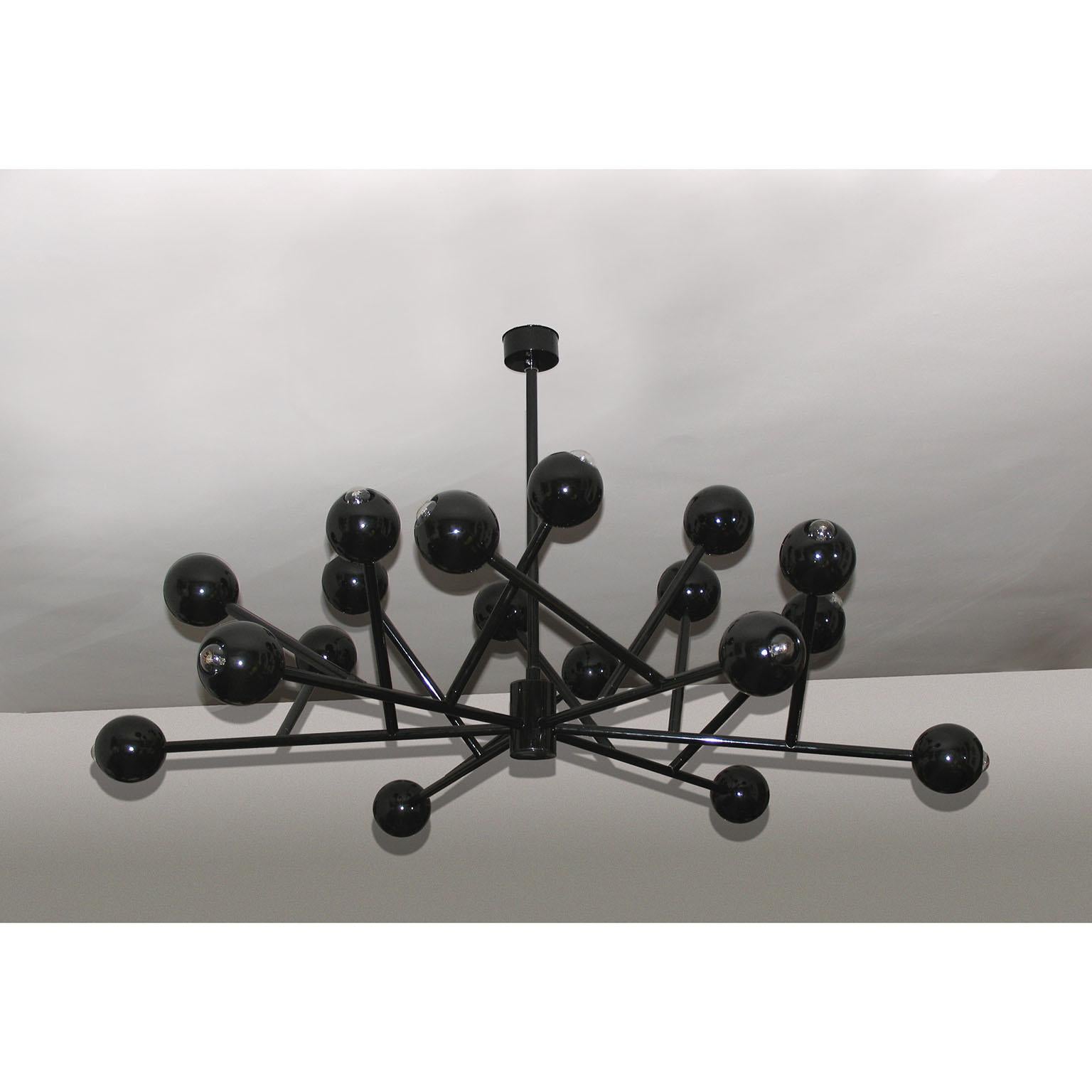 Black Burst Chandelier Extra Large 59 in. High Glossy Finish In New Condition For Sale In Bochum, NRW