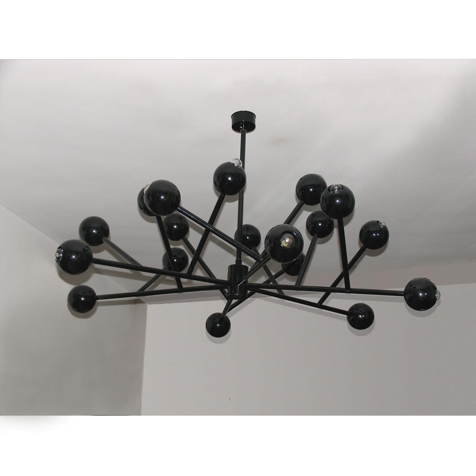 Contemporary Black Burst Chandelier Extra Large 59 in. High Glossy Finish For Sale
