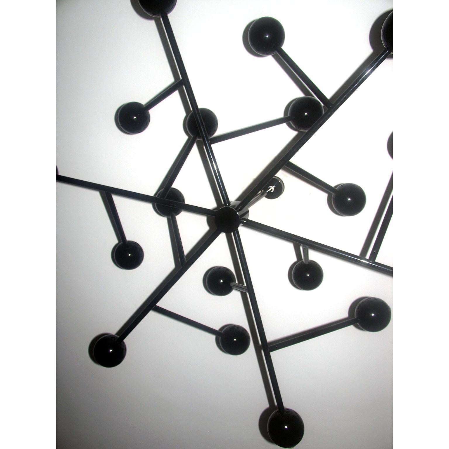 Black Burst Chandelier Extra Large 59 in. High Glossy Finish For Sale 1