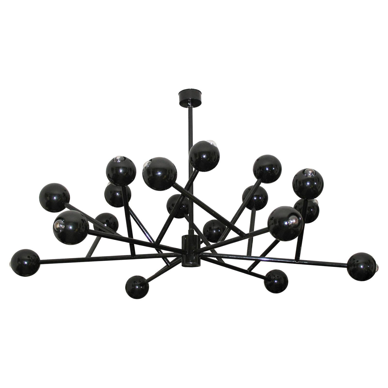 Black Burst Chandelier Extra Large 59 in. High Glossy Finish For Sale