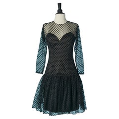 Black bustier and plumetis cocktail dress C.Dior Boutique for Neiman Marcus