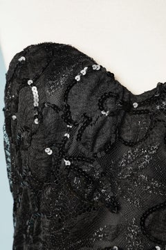 Black bustier cocktail dress  C.D de Christian Dior "Robe du soir"