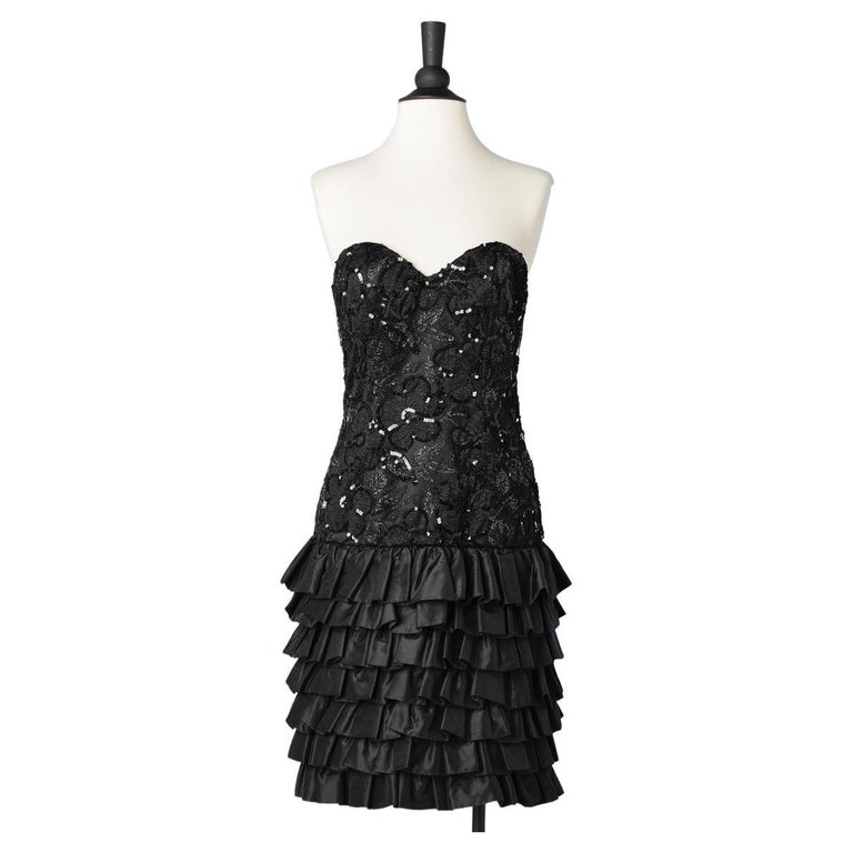 Black bustier cocktail dress C.D de Christian Dior "Robe du soir" For Sale  at 1stDibs