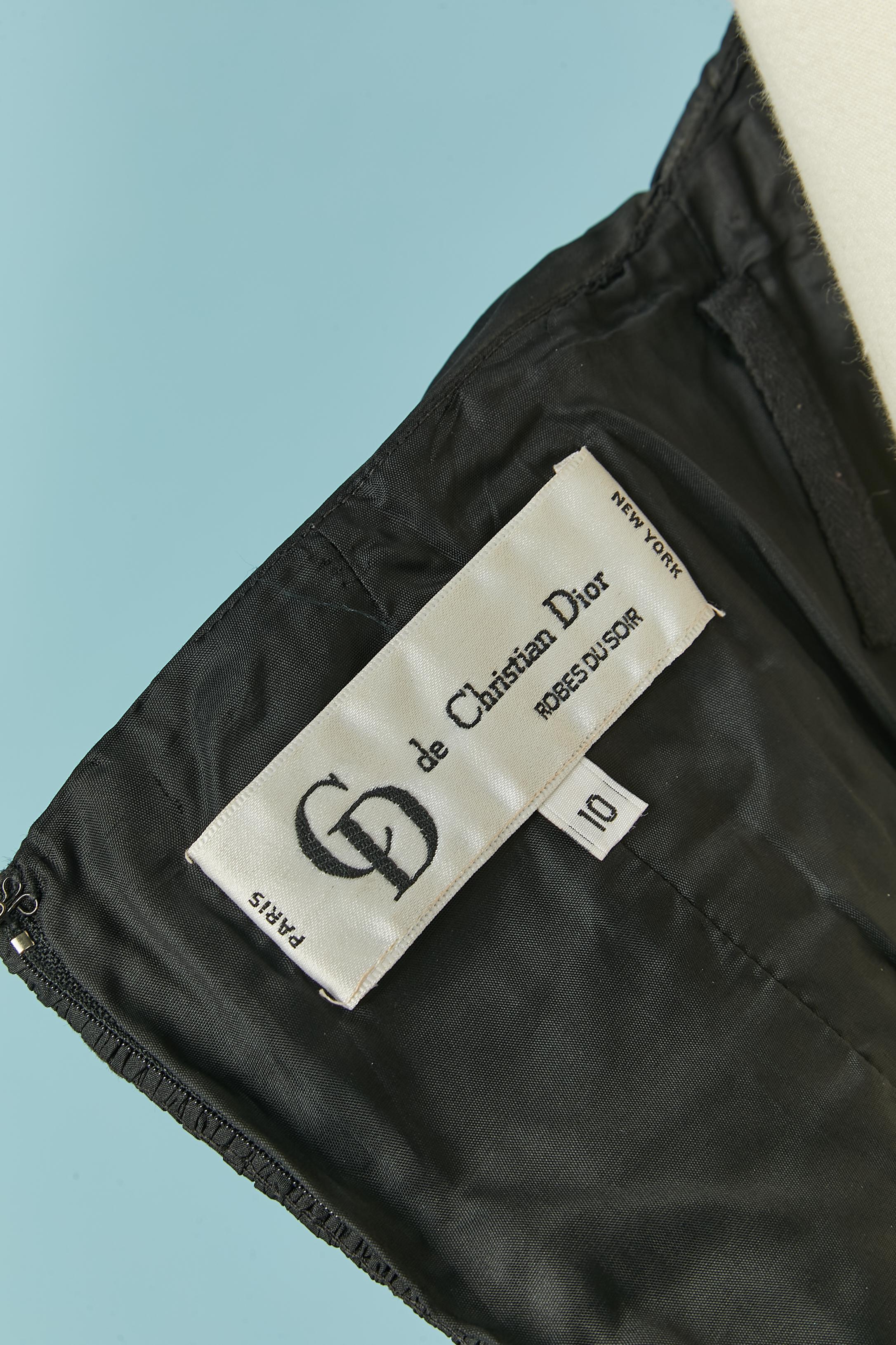 Vestido de cóctel bustier negro drapeado en el busto CD de Christian Dior Circa 1980 en venta 1
