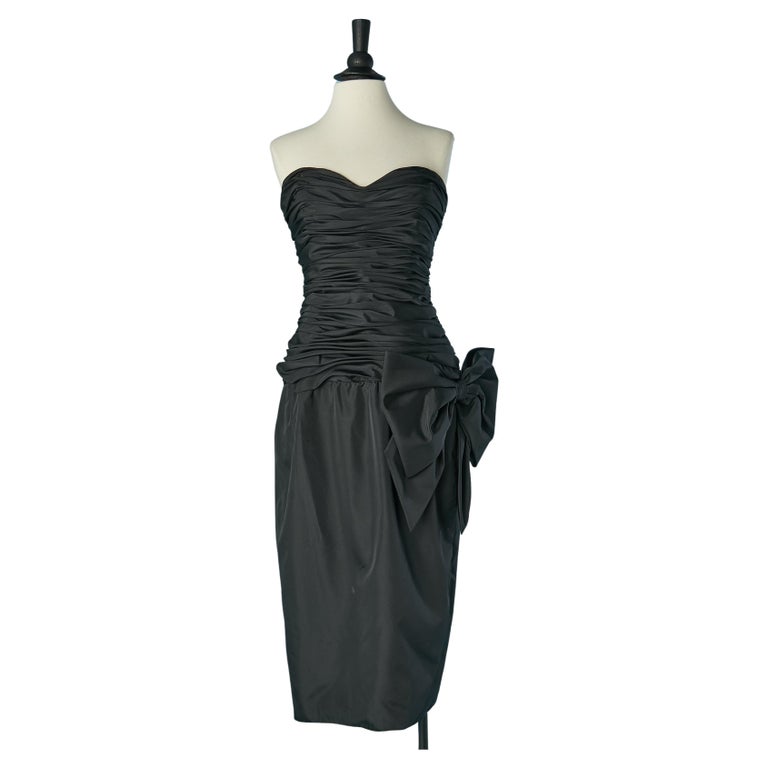 tight black dress near me 1980s Victor Costa Strapless Jersey Dress w Iridescent Feather Bodice –  Shrimpton Couture