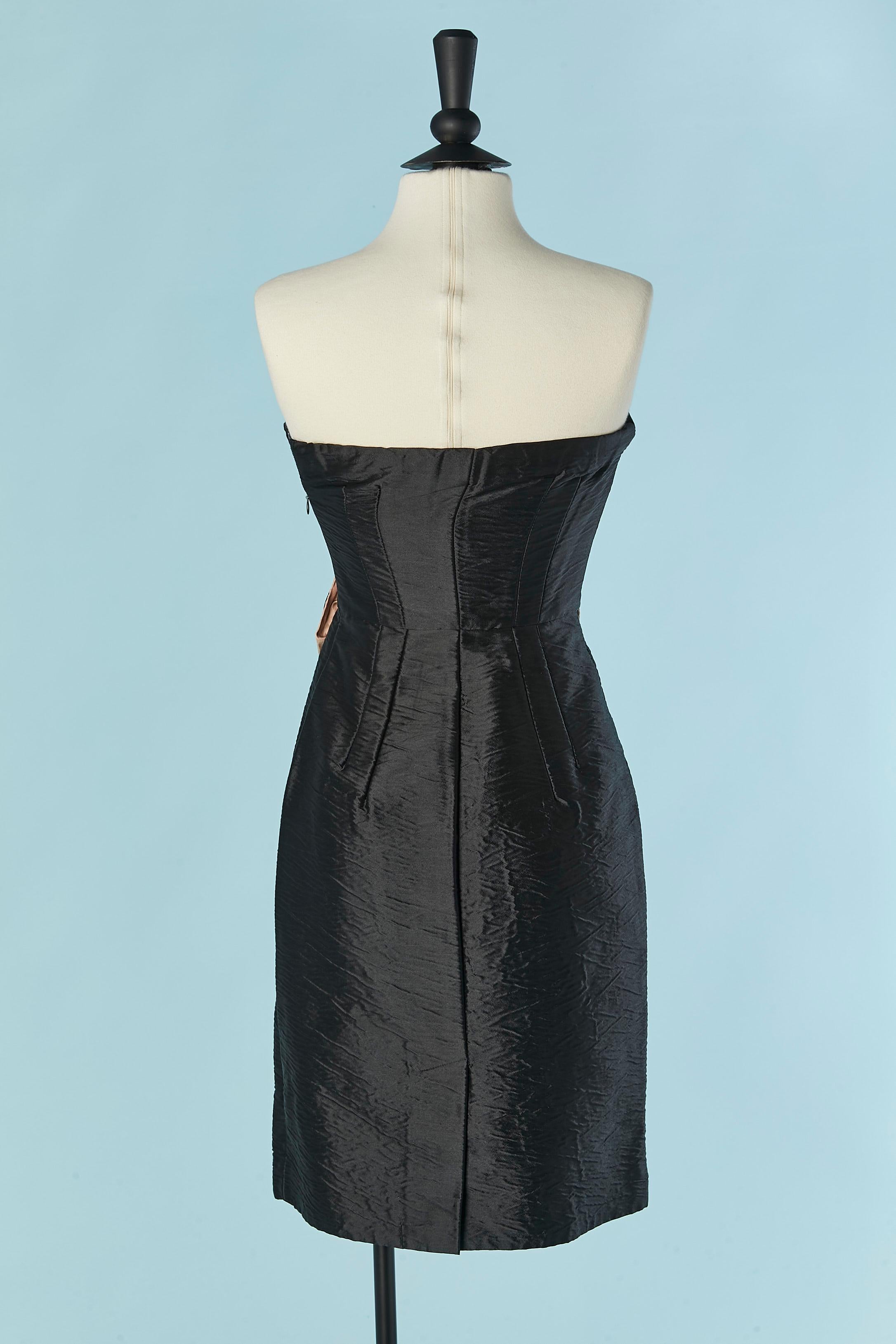 Black bustier cocktail dress with bow PRADA For Sale 1