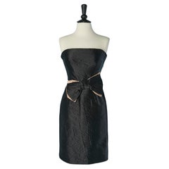 Black bustier cocktail dress with bow PRADA