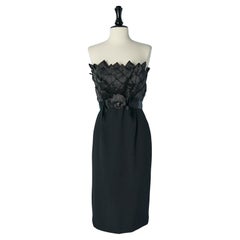 Schwarzes Bustier-Cocktailkleid mit Falten VICTOR COSTA