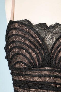 Black bustier dress with lace and sunary pleated lays Roberto Cavalli Class