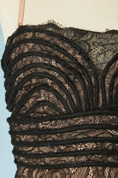 Black bustier dress with lace and sunary pleated lays Roberto Cavalli Class