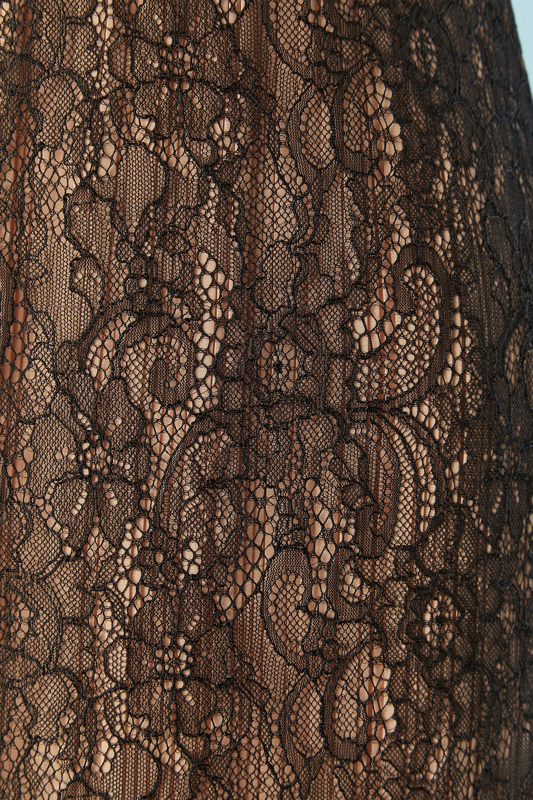 Vestido bustier negro con encaje y lazos plisados al sol Roberto Cavalli Class Negro en venta