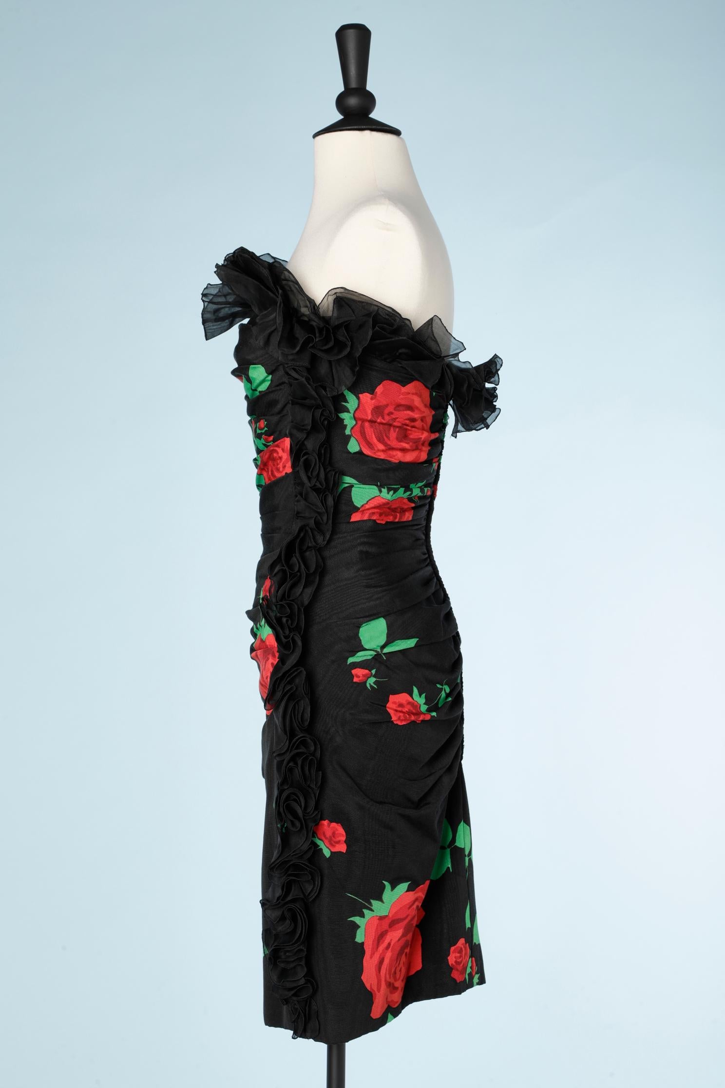 black dress with roses