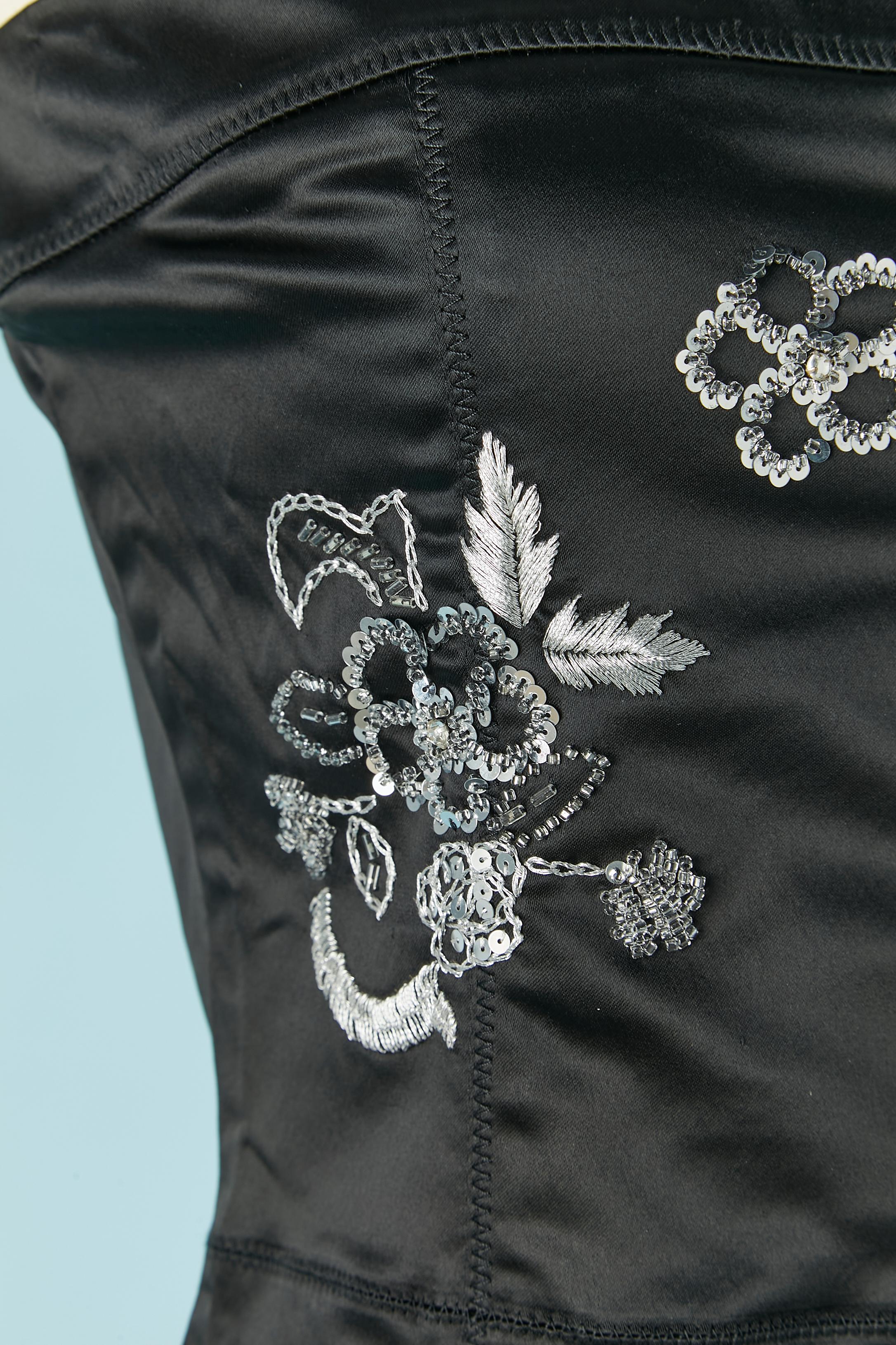 Black bustier dress with silver embroideries GALLIANO In Excellent Condition For Sale In Saint-Ouen-Sur-Seine, FR