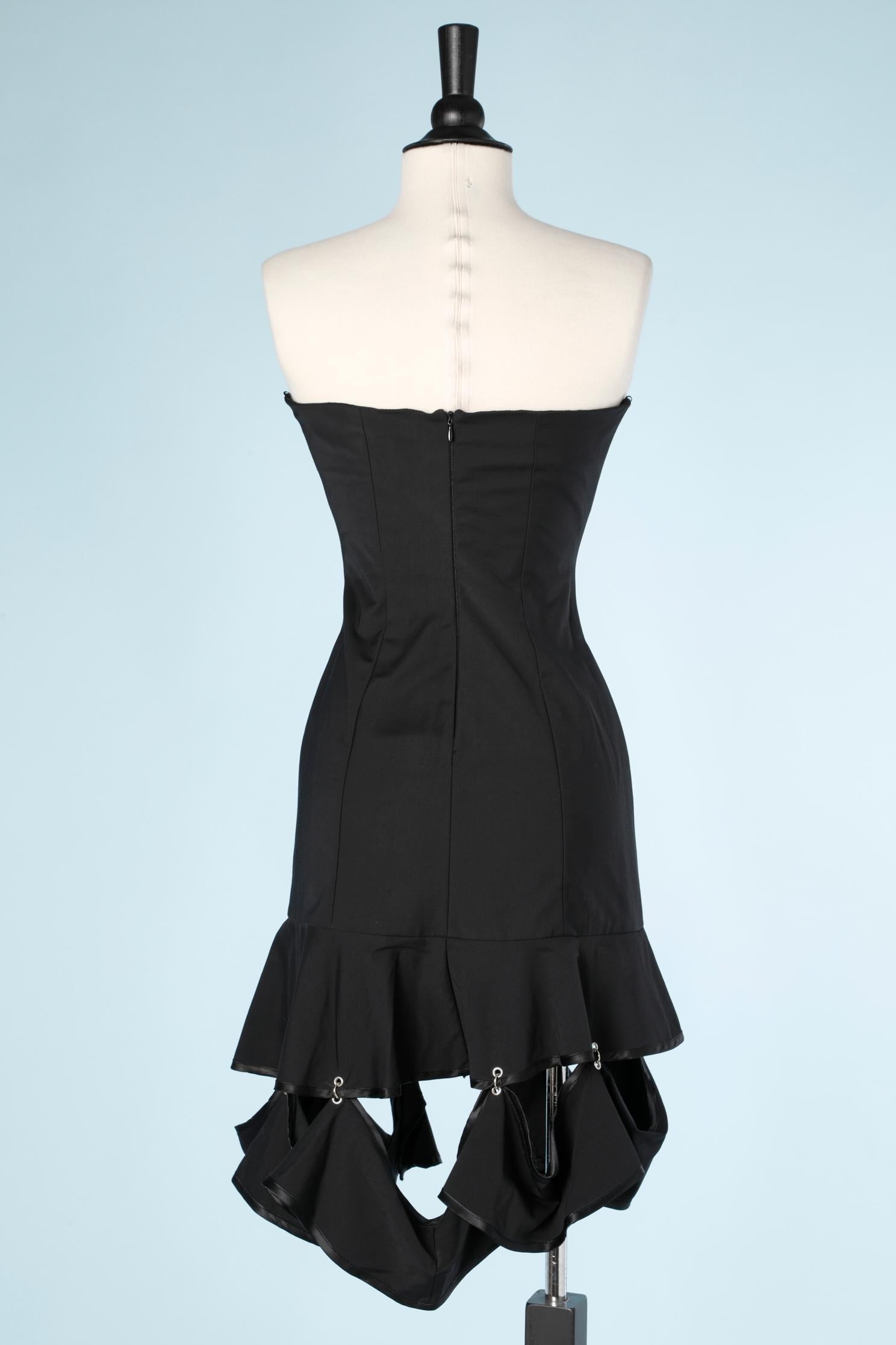 Vestido bustier negro con cremallera y lazada Flavio Castellani en venta 1