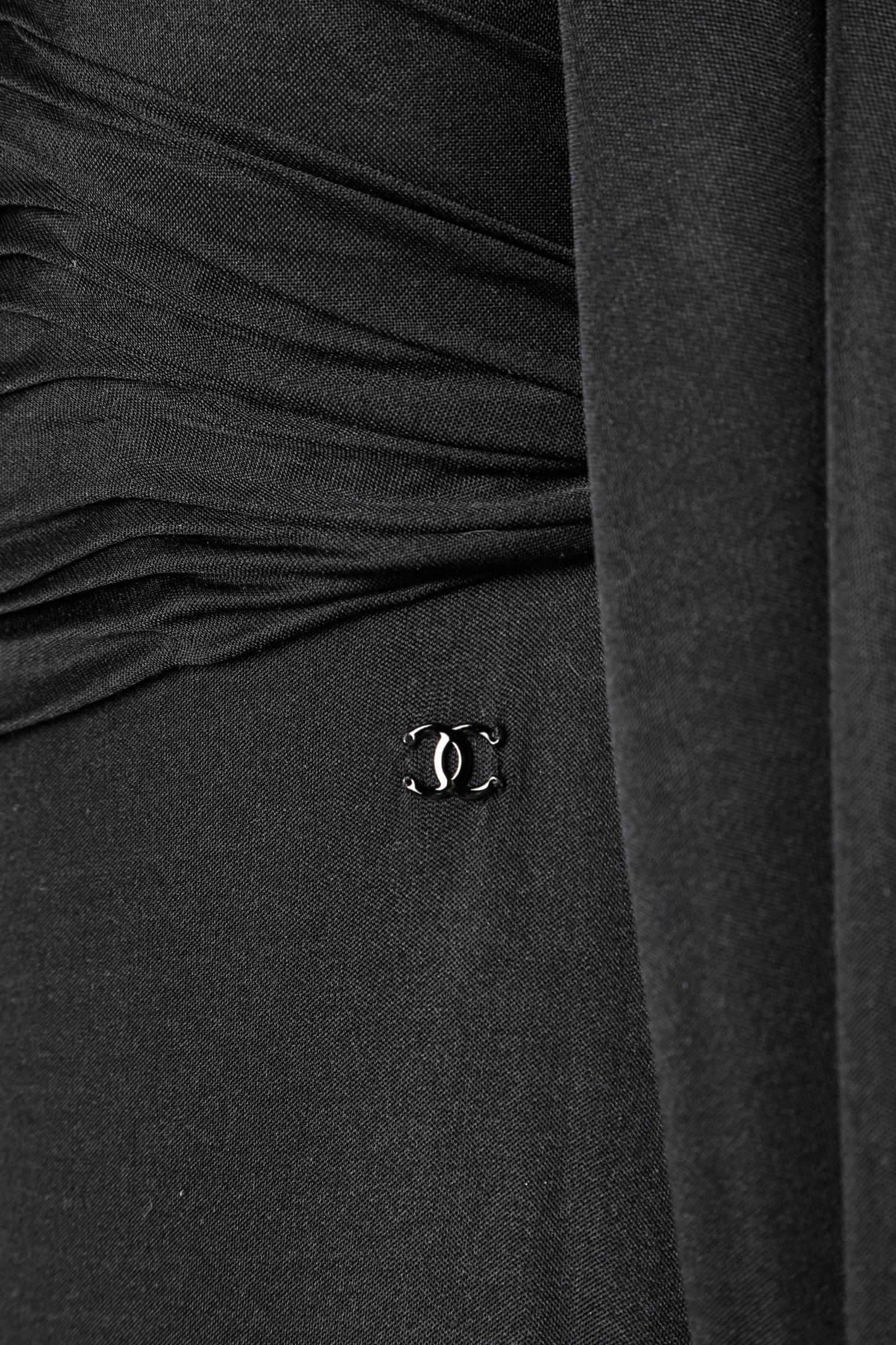 Women's Black bustier evening dress in silk jersey Chanel  For Sale