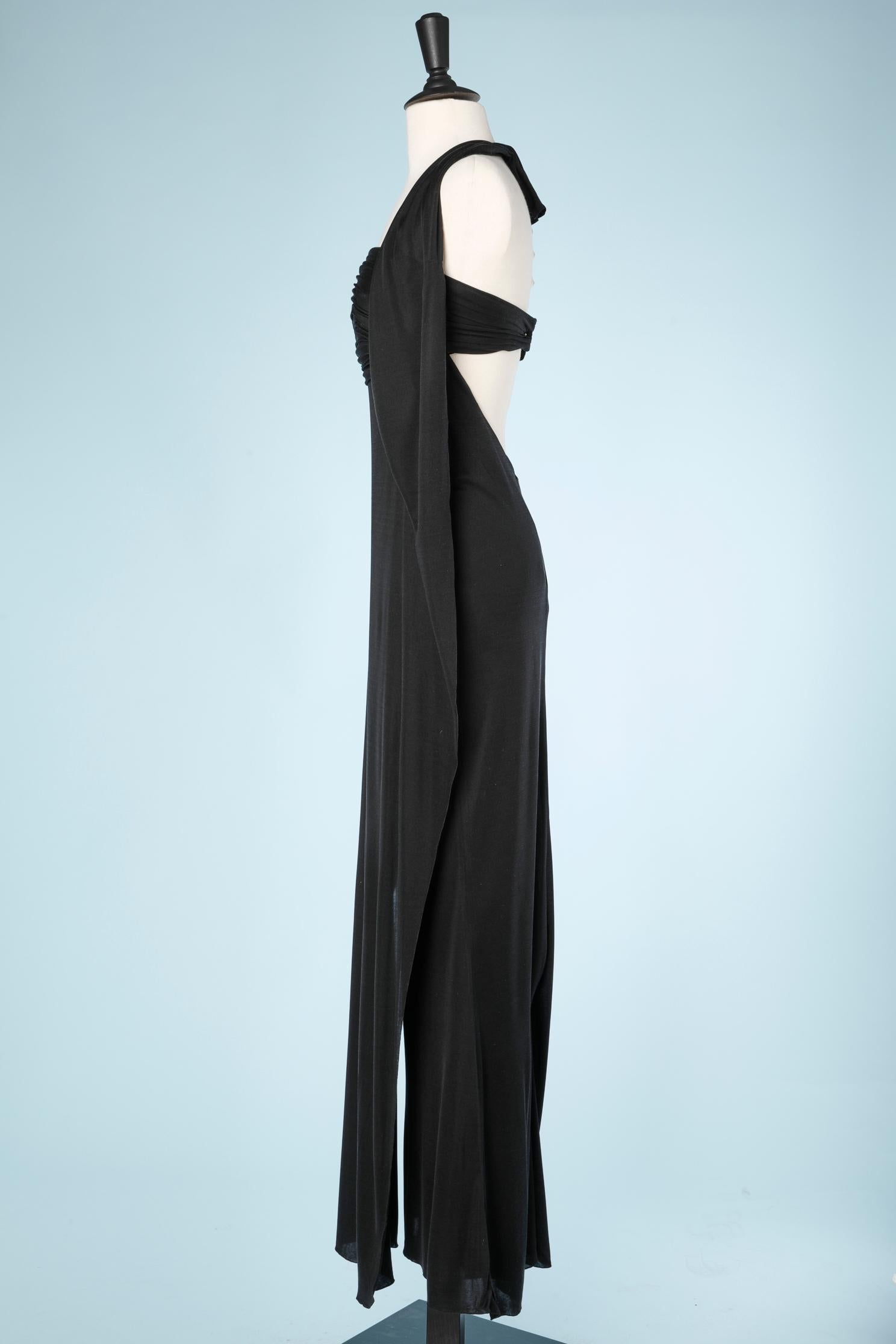 Black bustier evening dress in silk jersey Chanel  For Sale 1