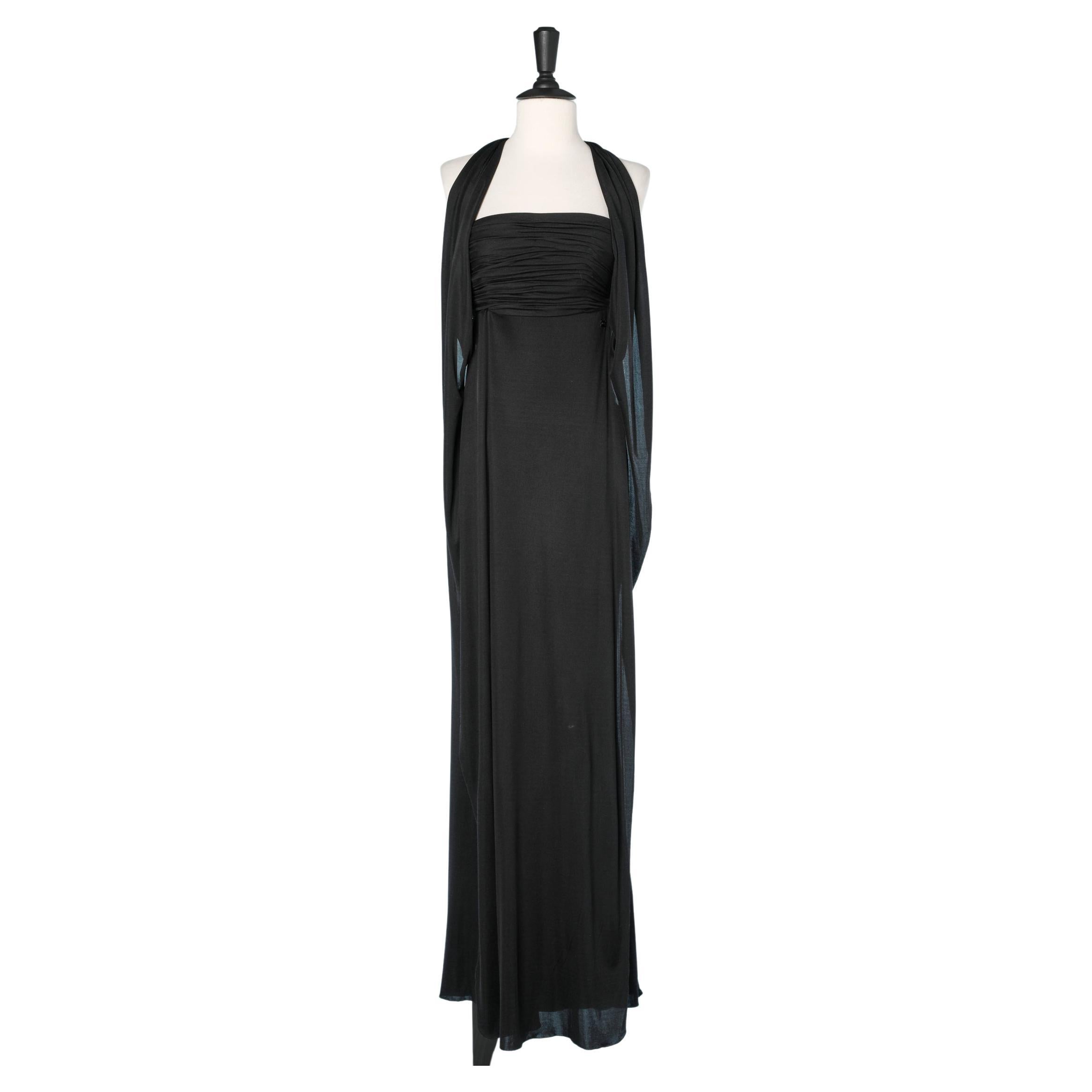 Black bustier evening dress in silk jersey Chanel  For Sale
