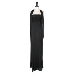 Black bustier evening dress in silk jersey Chanel 
