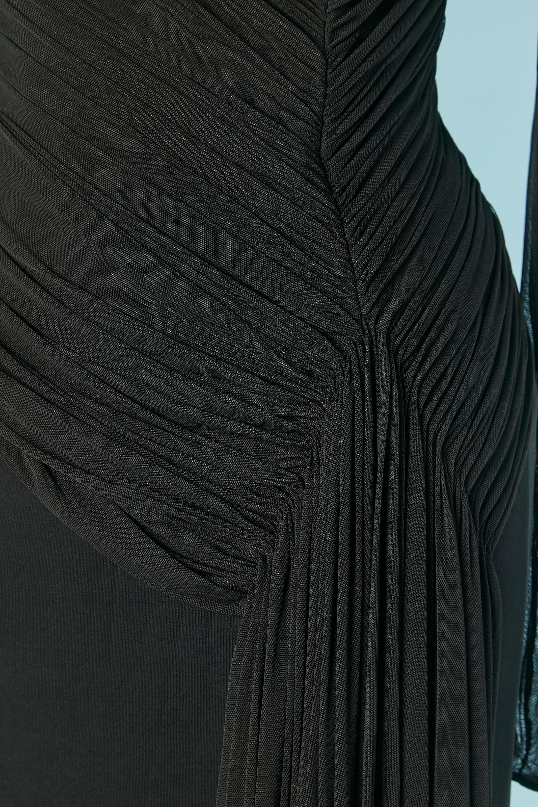 Nero Bustier nero da sera con tulle drappeggiato Vicky Tiel per Neiman Marcus in vendita