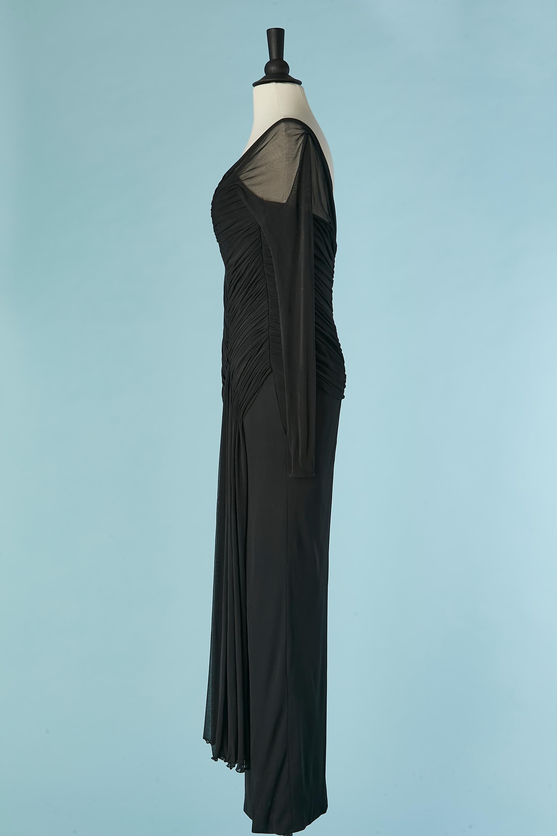 Bustier nero da sera con tulle drappeggiato Vicky Tiel per Neiman Marcus In condizioni discrete in vendita a Saint-Ouen-Sur-Seine, FR