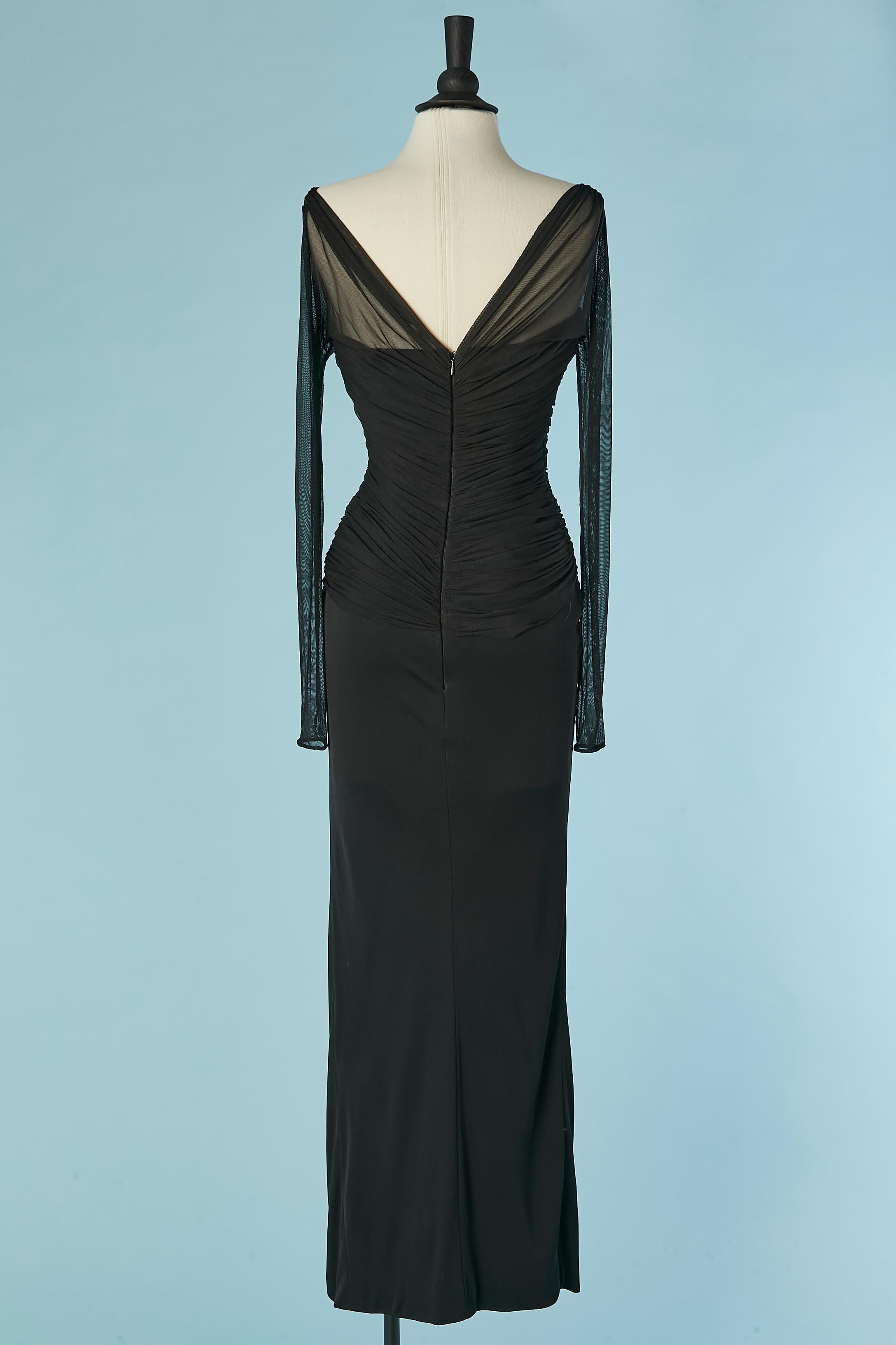 Donna Bustier nero da sera con tulle drappeggiato Vicky Tiel per Neiman Marcus in vendita