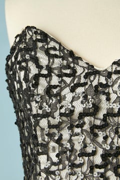 Black bustier lace and feather cocktail dress HOLLYWOOD NITES