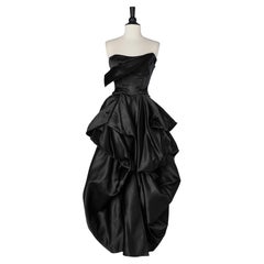 Black bustier satin evening  dress Ceil Chapman Circa 1950