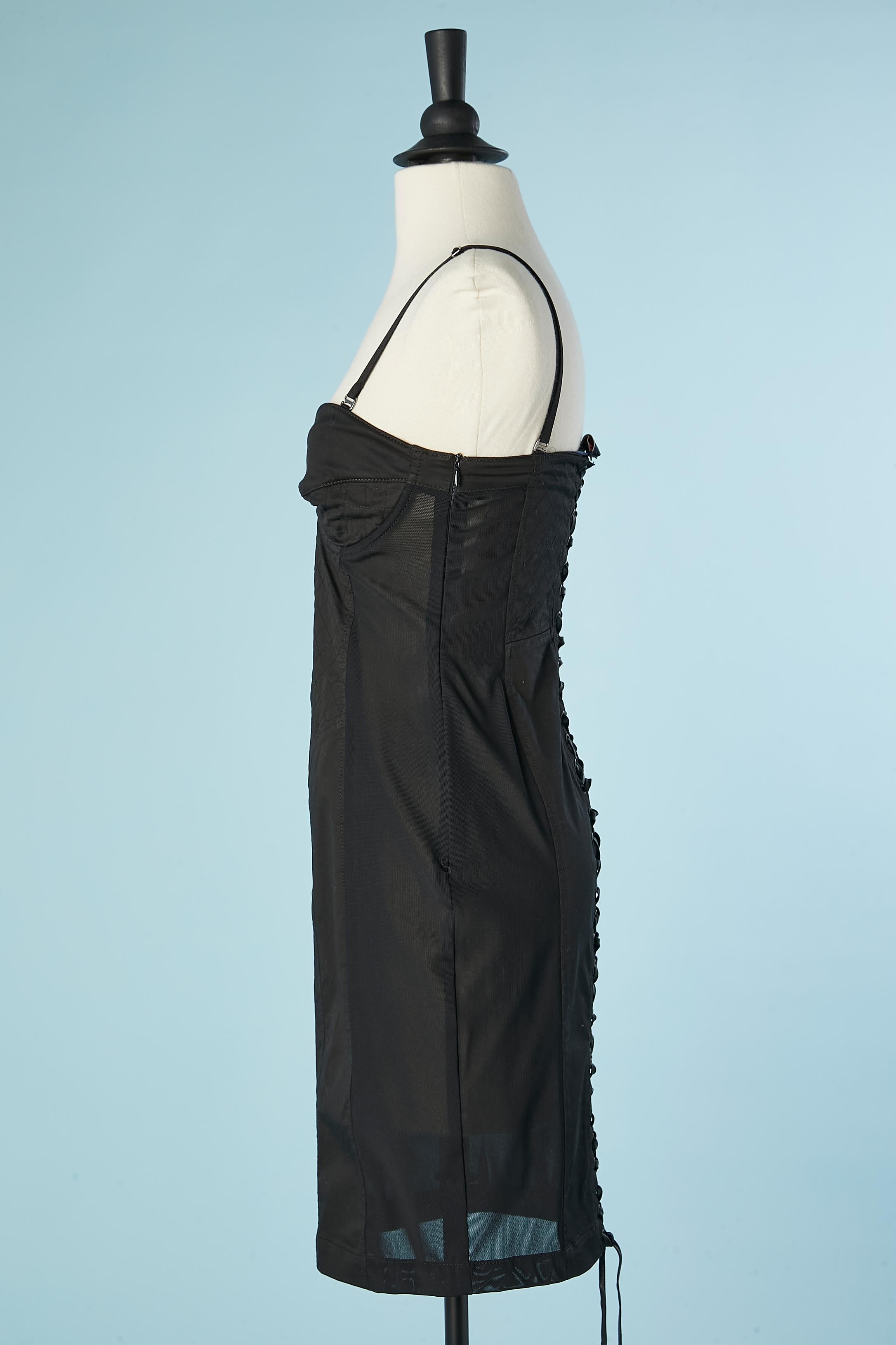 Women's Black bustier sheath dress with back laces Jean-Paul Gaultier Jean's  For Sale