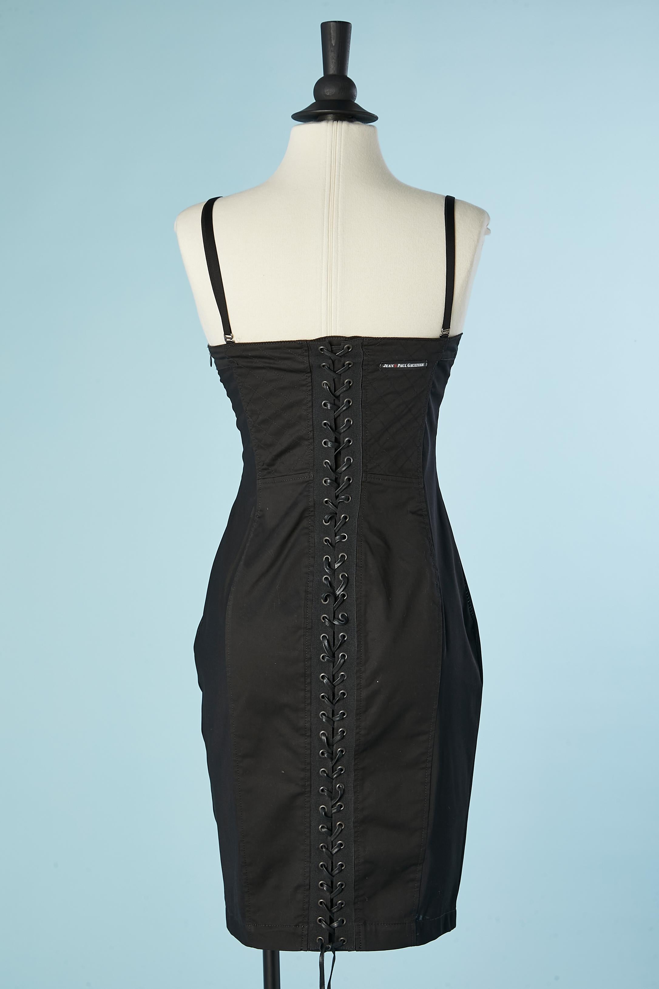 Black bustier sheath dress with back laces Jean-Paul Gaultier Jean's  For Sale 1