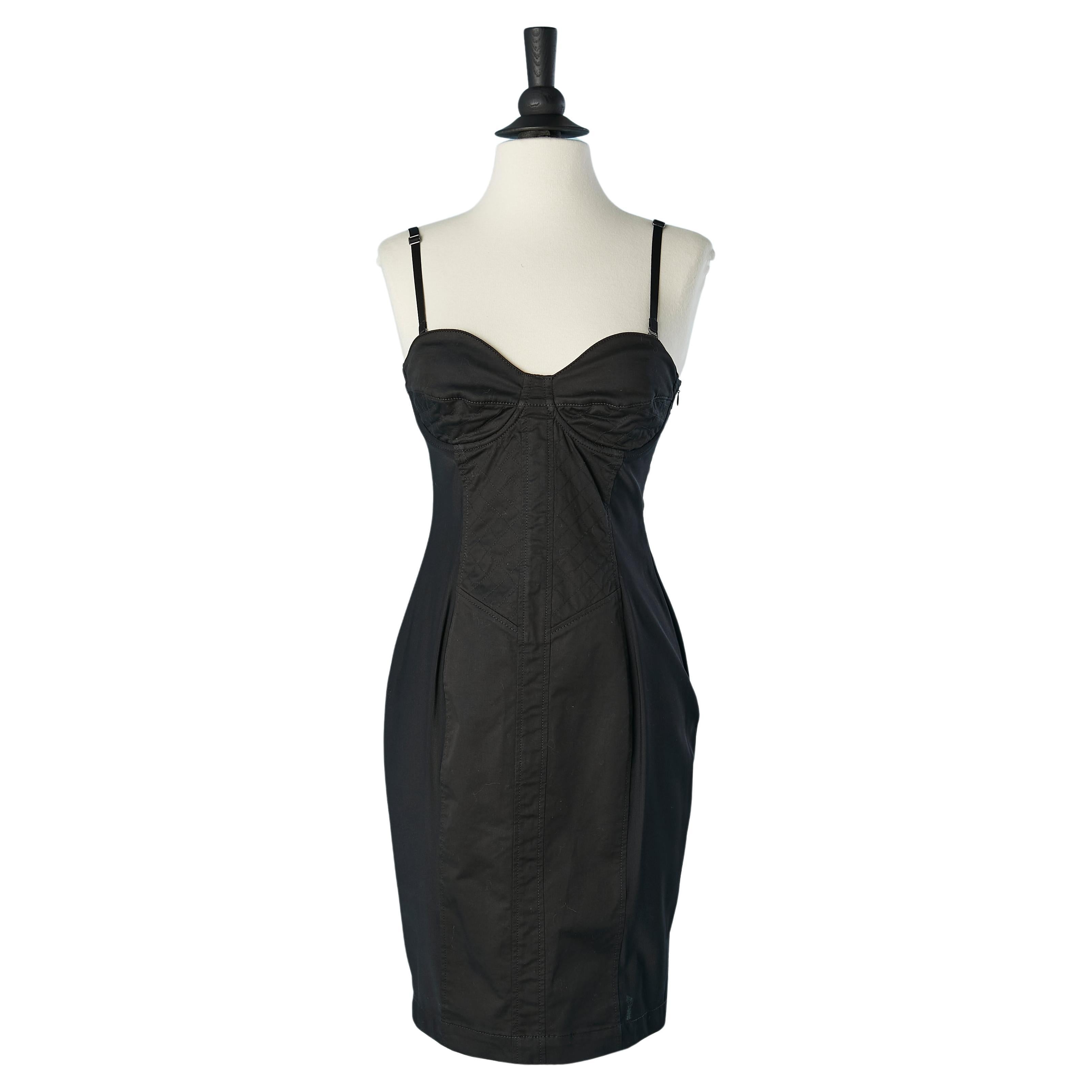Black bustier sheath dress with back laces Jean-Paul Gaultier Jean's  For Sale