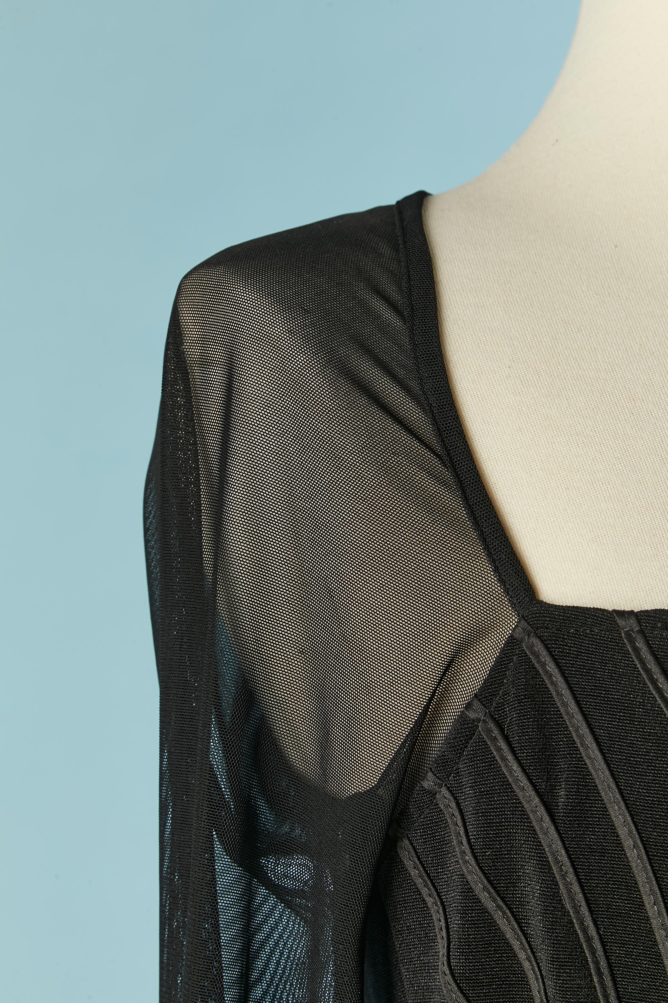 Top bustier nero con maniche lunghe in tulle di nylon TADASHI In condizioni ottime in vendita a Saint-Ouen-Sur-Seine, FR