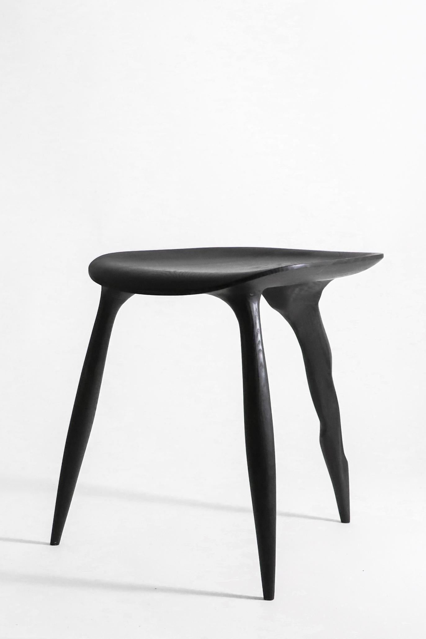 Black Butterfly Oak Stool, Hand-Sculpted and Signed by Cedric Breisacher In New Condition In Geneve, CH