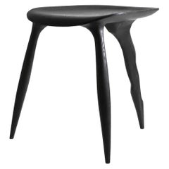 Black Butterfly Oak Stool, Hand-Sculpted and Signed by Cedric Breisacher